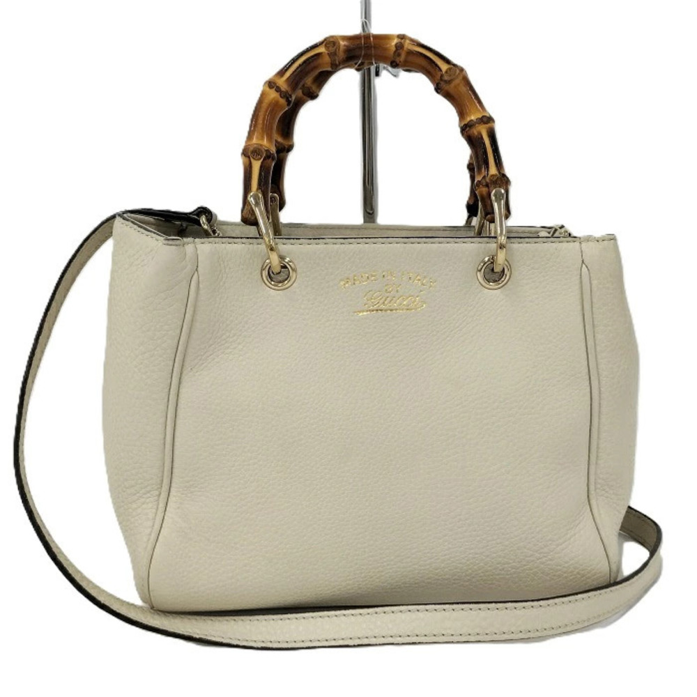Gucci Shoulder Bag Bamboo Leather Ivory White